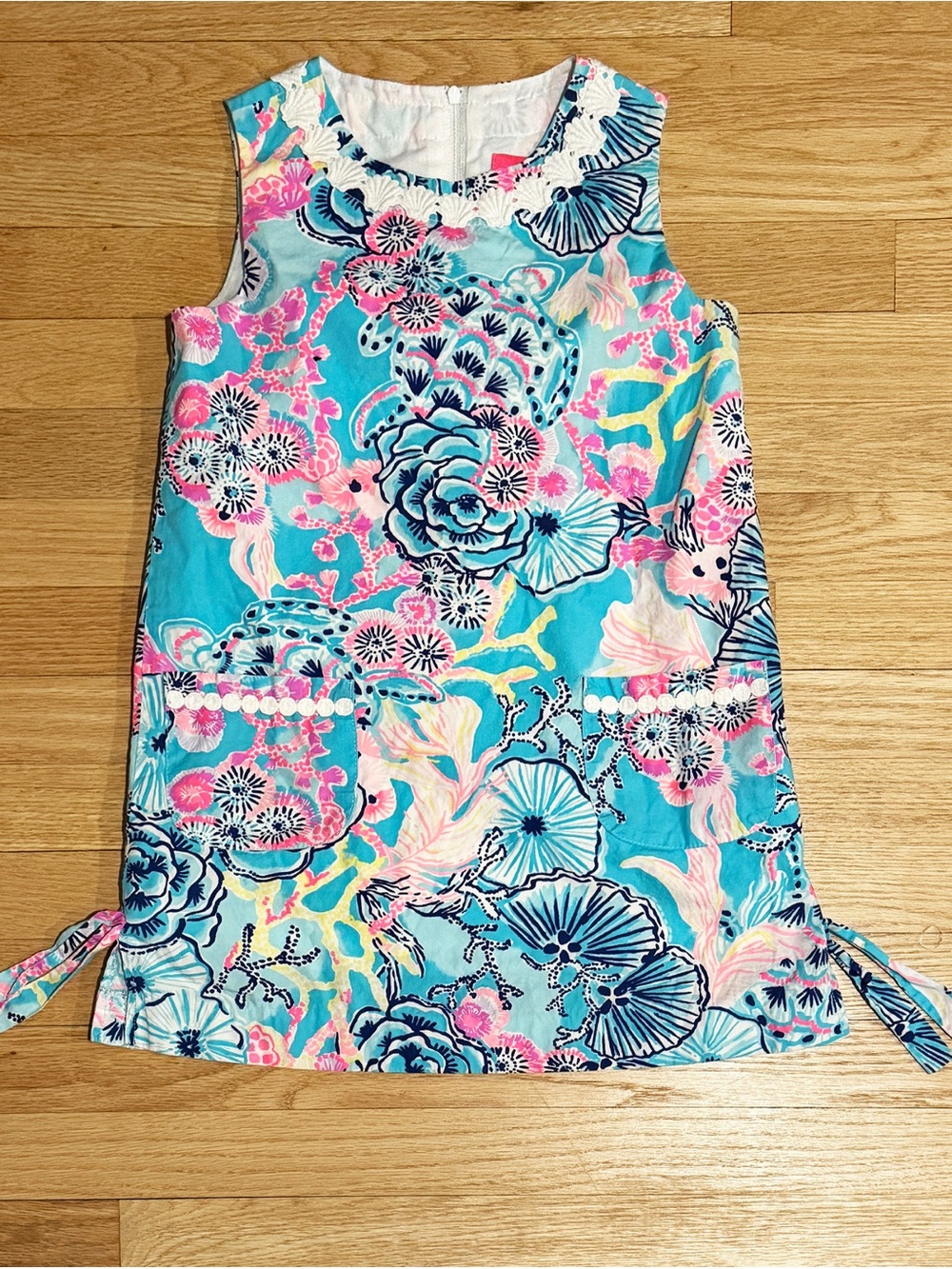 Lilly Pulitzer Girls Size 8 Coral Reef Print Shift Dress Pockets